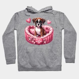 Valentine Boxer Dog in Bed Hoodie